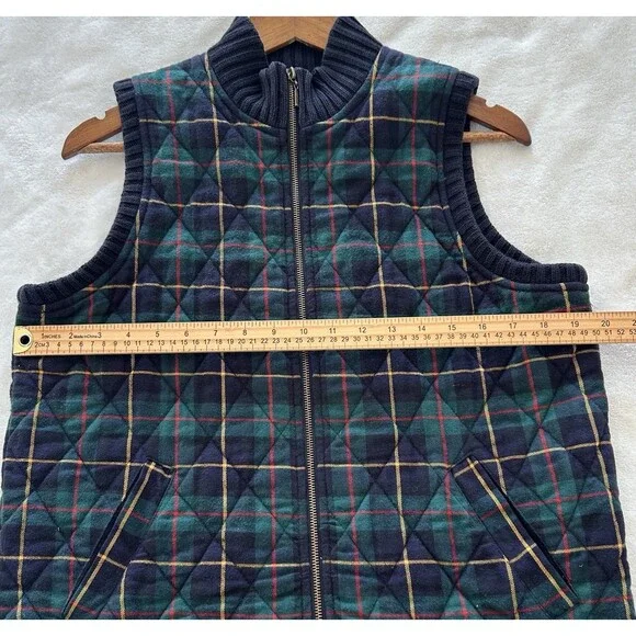 Chaus Sport Womens Vest Large Zip Tartan Plaid Quilted Academia Preppy Vintage - Picture 7 of 9
